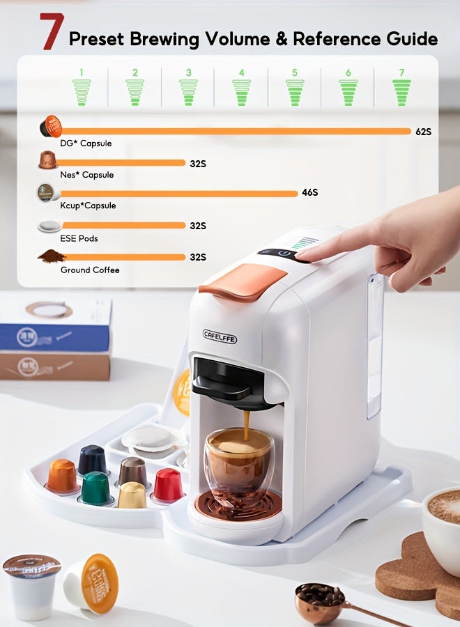 Cafetera de cápsulas 5 en 1 CAFELFFE, control de temperatura (frío/caliente), calefacción, compatible con Dolce Gusto, K-CUP, cápsulas de café y café molido, cafetera automática para la cocina del hogar, gran regalo para Halloween y Navidad.