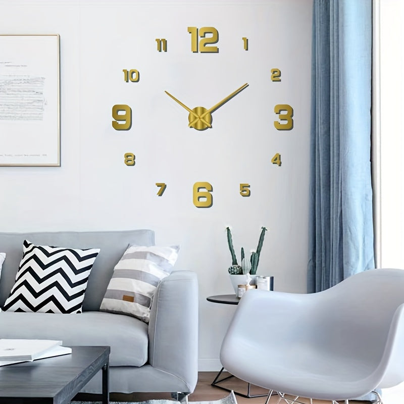 Nordic Style Living Room Wall Clock, DIY Silent Self-adhesive Wall Clock Decoration, Simple Cover Decoration Clock, Silent Digital Wall Sticker Clock, Acrylic Creative Clock, Living Room Bedroom Wall Sticker Creative Clock (b