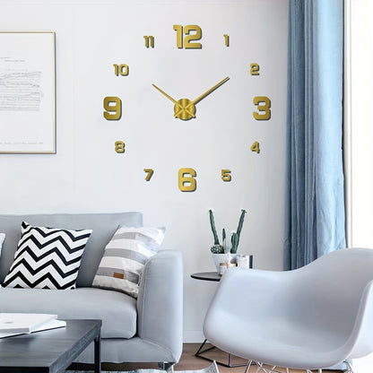 Nordic Style Living Room Wall Clock, DIY Silent Self-adhesive Wall Clock Decoration, Simple Cover Decoration Clock, Silent Digital Wall Sticker Clock, Acrylic Creative Clock, Living Room Bedroom Wall Sticker Creative Clock (b