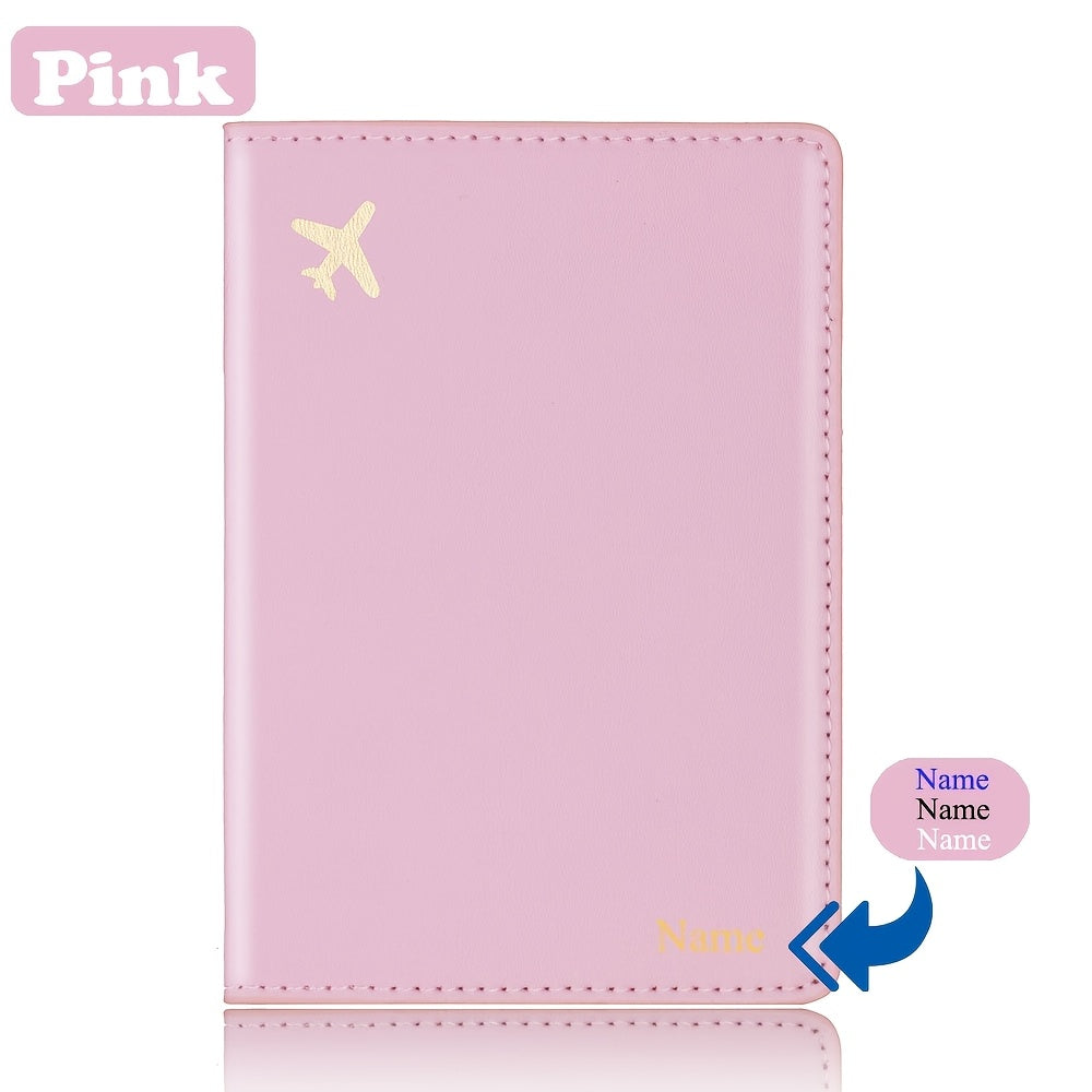 Minimalist Faux Leather Passport Cover with Custom Name - RFID Blocking, Water-Resistant Travel Wallet Card Holder for Men and Women, Lightweight Unlined Passport Pouch for Vacation