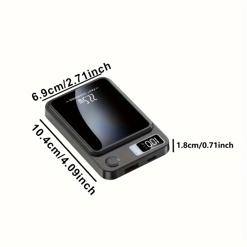 1pc, 10000mAh Mobile Power Bank, 22.5W / PD20W Super Fast Charging, Magnetic Wireless Power Bank, Suitable for Android /iPhone Devices USB, Type-c Portable Mobile Phone Power Bank, LED Power Display Screen