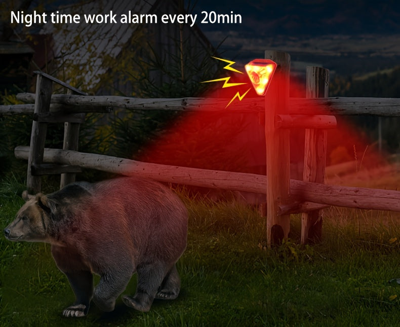 Repelente solar de animales con alarma antiladridos para exteriores, con carga solar, para granjas, huertos, campos y estanques.