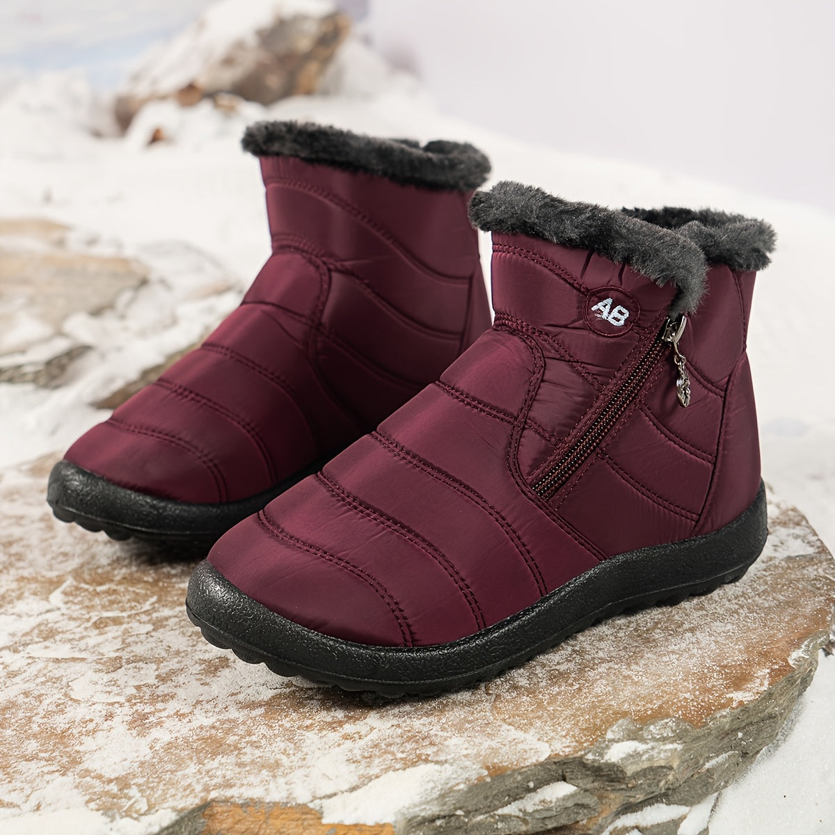 Nuevas botas de nieve cálidas de invierno para mujer, botas cálidas impermeables con cremallera lateral para mujer, botas de nieve para mujer