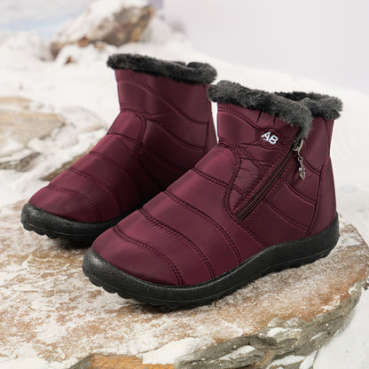 Nuevas botas de nieve cálidas de invierno para mujer, botas cálidas impermeables con cremallera lateral para mujer, botas de nieve para mujer