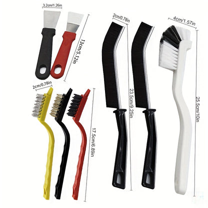 8pcs Multi-Function Cleaning Brush Set - Durable Stainless Steel & Plastic Tools for Kitchen, Bathroom, and Outdoor Use - Includes Stove, Range Hood, Refrigerator Gap, Cup, and Lobster Brushes