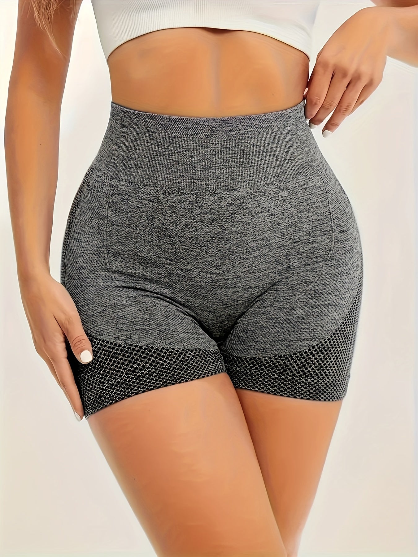 Shorts de yoga de cintura alta sin costuras para mujer (4 piezas): ropa deportiva elástica que realza los glúteos para fitness y entrenamiento.
