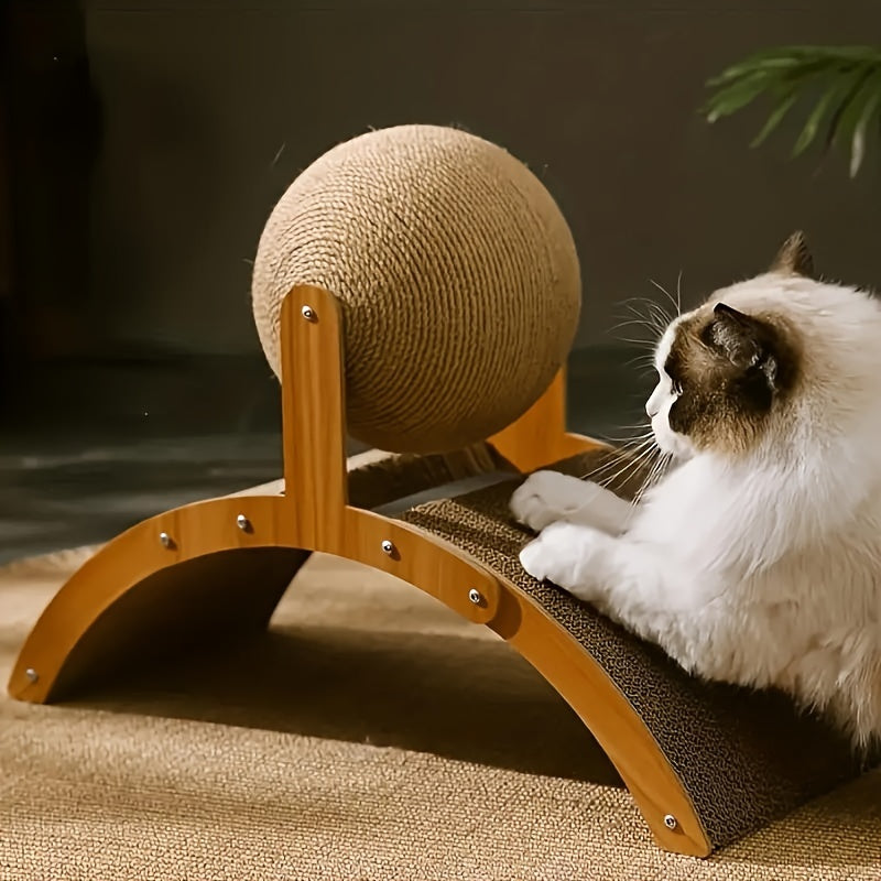 Rascador vertical resistente para gatos con cartón corrugado texturizado, estación de juego multifuncional y cama cómoda - Diseño compacto para gatos