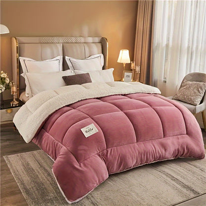 Reversible Plaid Comforter - Contemporary All-Season Quilted Duvet Insert with Box Stitch, Ultra Soft Milk Velvet Fabric, Medium Weight Polyester Fill, Machine Washable, Multipurpose - Available in 9 Sizes, Christmas Present