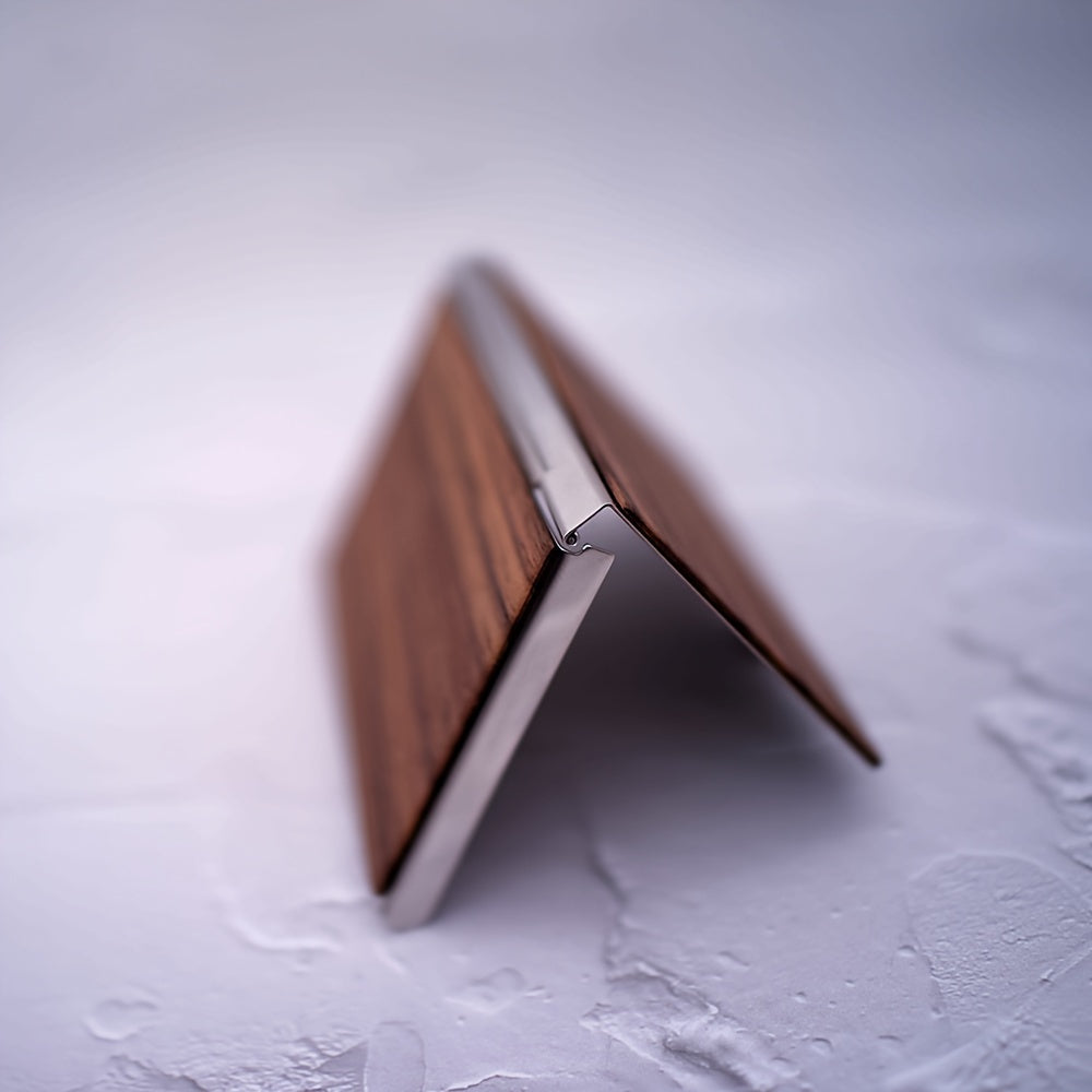 Custom Engraved Men's Business Card Holder - Vintage Style, Large Capacity, Solid Wood Grain Design in Deep Brown