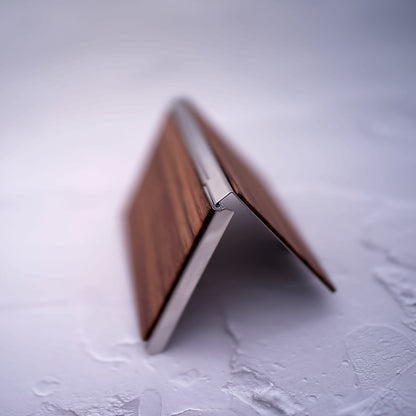 Custom Engraved Men's Business Card Holder - Vintage Style, Large Capacity, Solid Wood Grain Design in Deep Brown