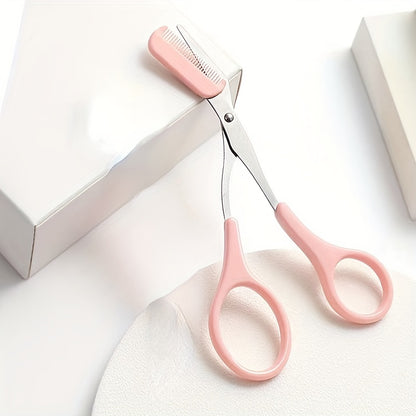Tijera recortadora de cejas con peine para mujer y hombre, herramienta de maquillaje de acero inoxidable para depilación y modelado de cejas.