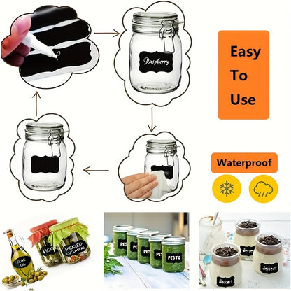 1 Roll of 120 Stickers 3 Waterproof Erasable Blackboard Stickers Labels with Erasable Pen 3.56*5.59cm Glass Bottle Kitchen Seasoning Bottle Flat Luggage Car Decoration Stickers Roll Seal Stickers Holiday Decoration Gift Decor