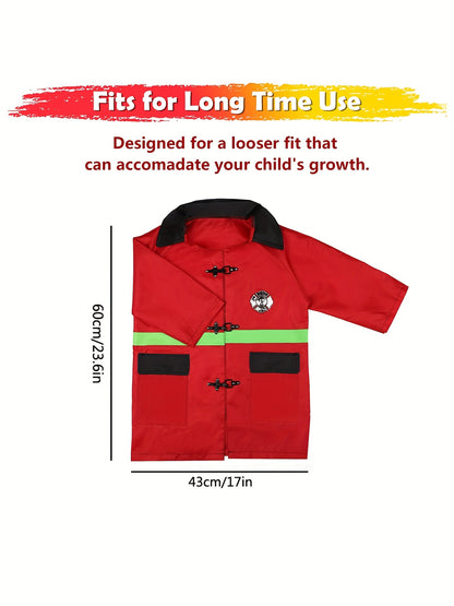 Kids Firefighter Outfit, Boys Fireman Clothes, Fire Pretend Chief Outfit, Halloween Career Suit, Party Birthday Gift For 3 4 5 6 7 Year Old Boy Girl