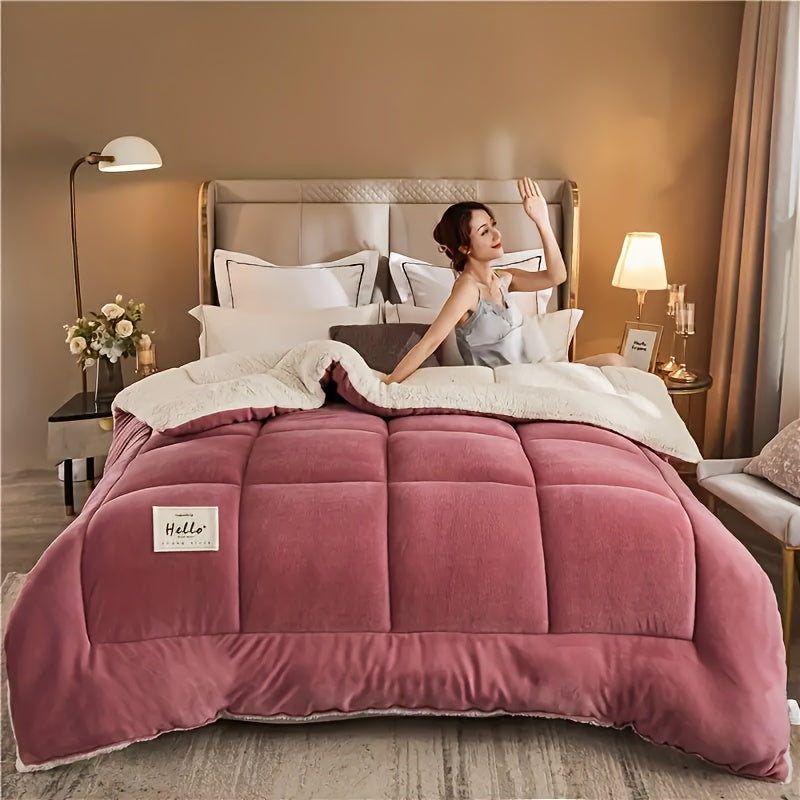 Reversible Plaid Comforter - Contemporary All-Season Quilted Duvet Insert with Box Stitch, Ultra Soft Milk Velvet Fabric, Medium Weight Polyester Fill, Machine Washable, Multipurpose - Available in 9 Sizes, Christmas Present