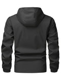 Men's Hooded Solid Color Windbreaker Jacket, Casual Waterproof Coat Spring And Autumn Outdoor Clothes