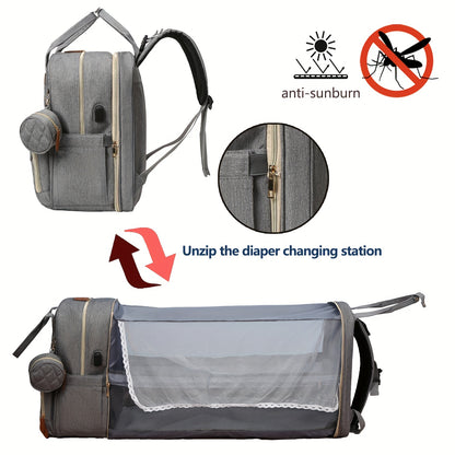 Mochila cambiadora Lamroro, cambiador con puerto de carga USB, multifuncional, gran capacidad y cambiador.