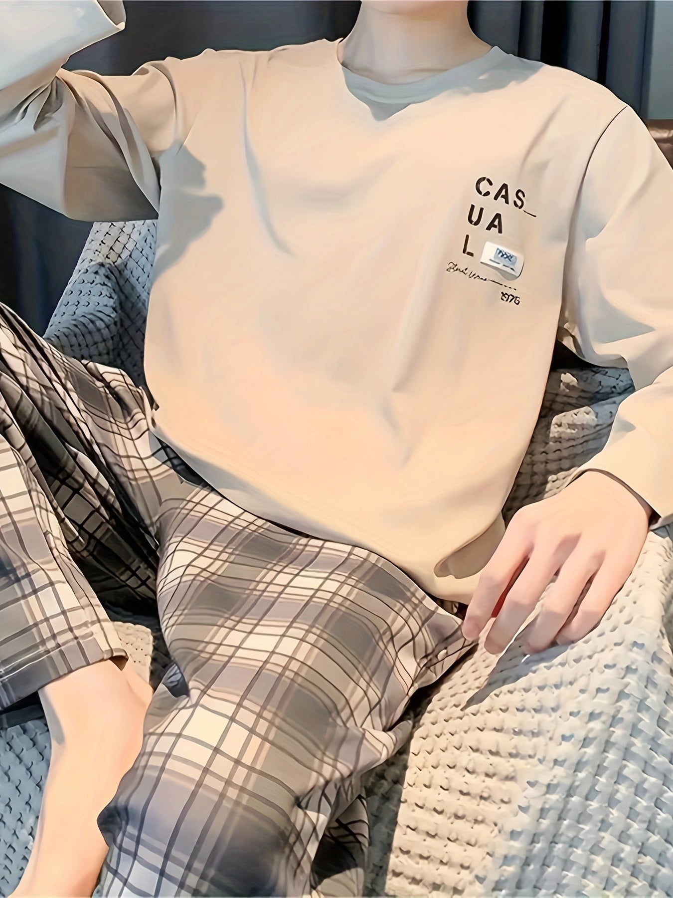 New Men's Pajamas for Autumn and Winter, Casual, Simple and Luxurious Home Wear Set