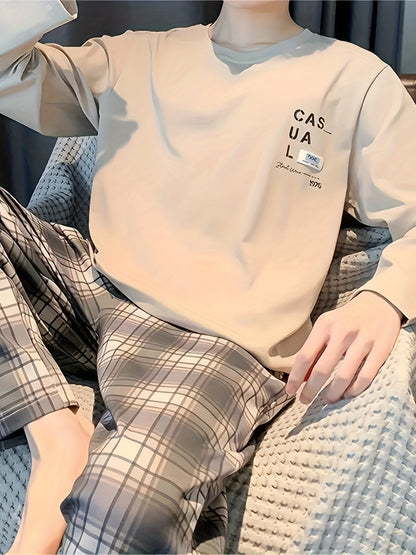 New Men's Pajamas for Autumn and Winter, Casual, Simple and Luxurious Home Wear Set