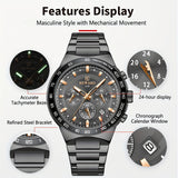 REWARD Black Quartz Watches For Men, Sport Chronograph Luminous Waterproof Wrist Watches