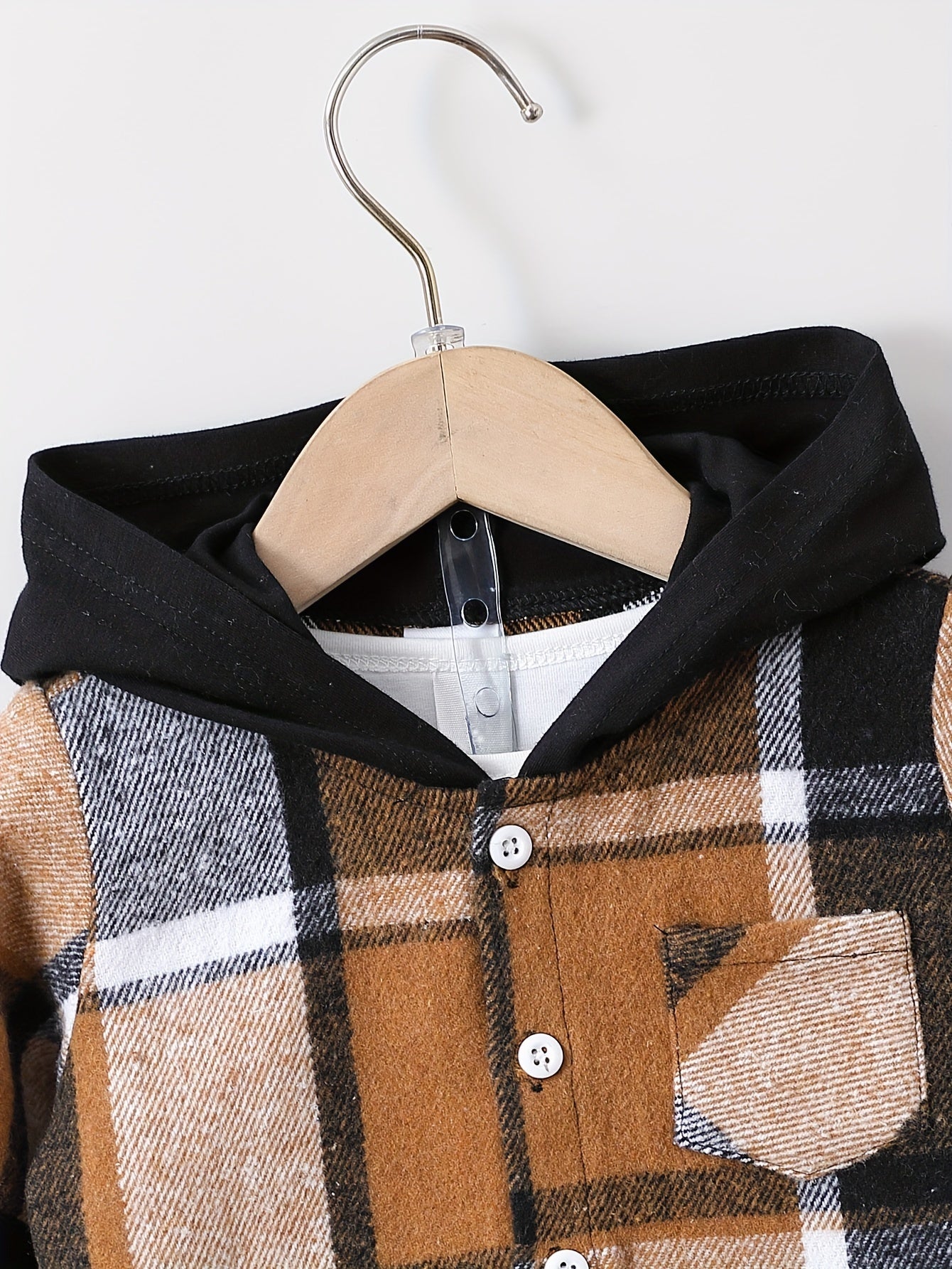Conjunto informal de sudadera y pantalones de manga larga con capucha a cuadros para bebés y niños pequeños, para exteriores, invierno/otoño
