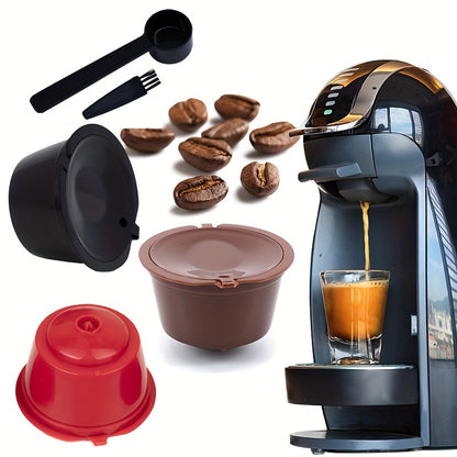 3Pcs Fit For Dolce Gusto Coffee Filter Cup Reusable Coffee Capsule Filters For With Spoon Brush