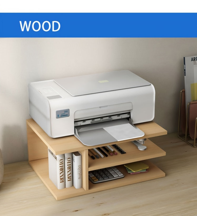 Square Wooden Fiberboard Desk Organizer - Sturdy Storage Rack for Office Supplies, Printer Stand, and Home Organization with Ample Space