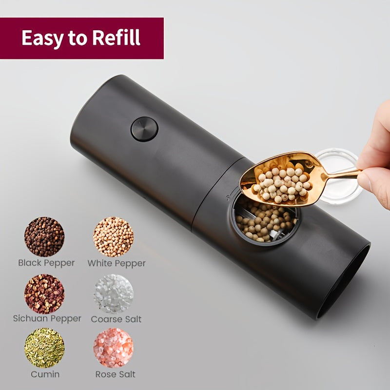 1pc Electric Salt And Pepper Grinder With Adjustable Coarseness Refillable, Pepper Mill, Battery Powered, Kitchen Automatic Grinder, Kitchen Gadgets