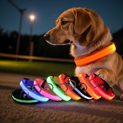 LED Glow-In-The-Dark Pet Collar For Small And Medium Dogs, Keep Your Pet Safe And Visible During Night Walks