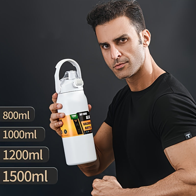 1pc Large Vacuum Flask, 304 Stainless Steel Insulated Sports Water Bottles, Travel Thermal Cups, For Hot And Cold Beverages, Summer Winter Drinkware, Gifts