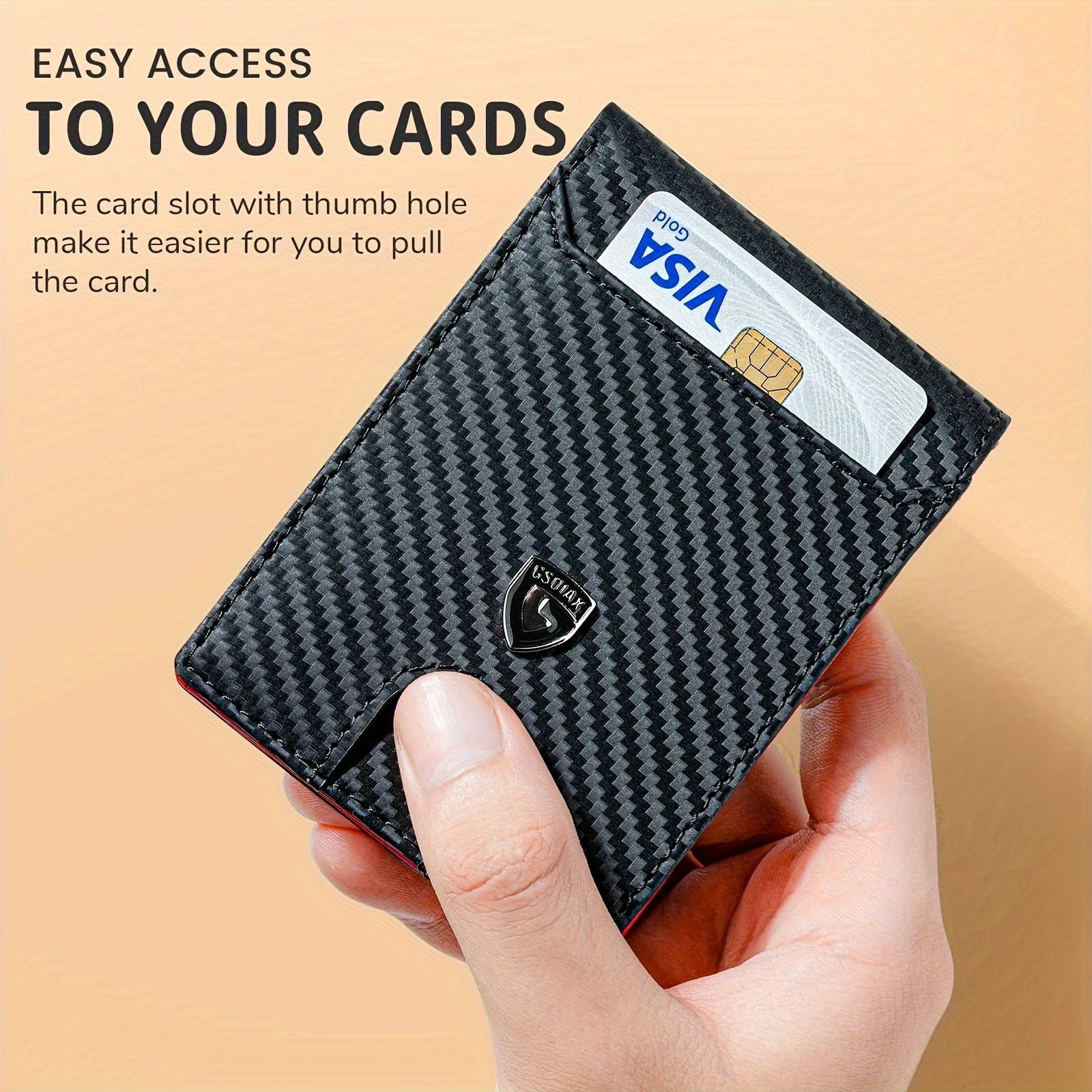 1pc Men's Ultra-thin Wallet, Simple Microfiber Rfid Blocking Double Folding Credit Card Holder