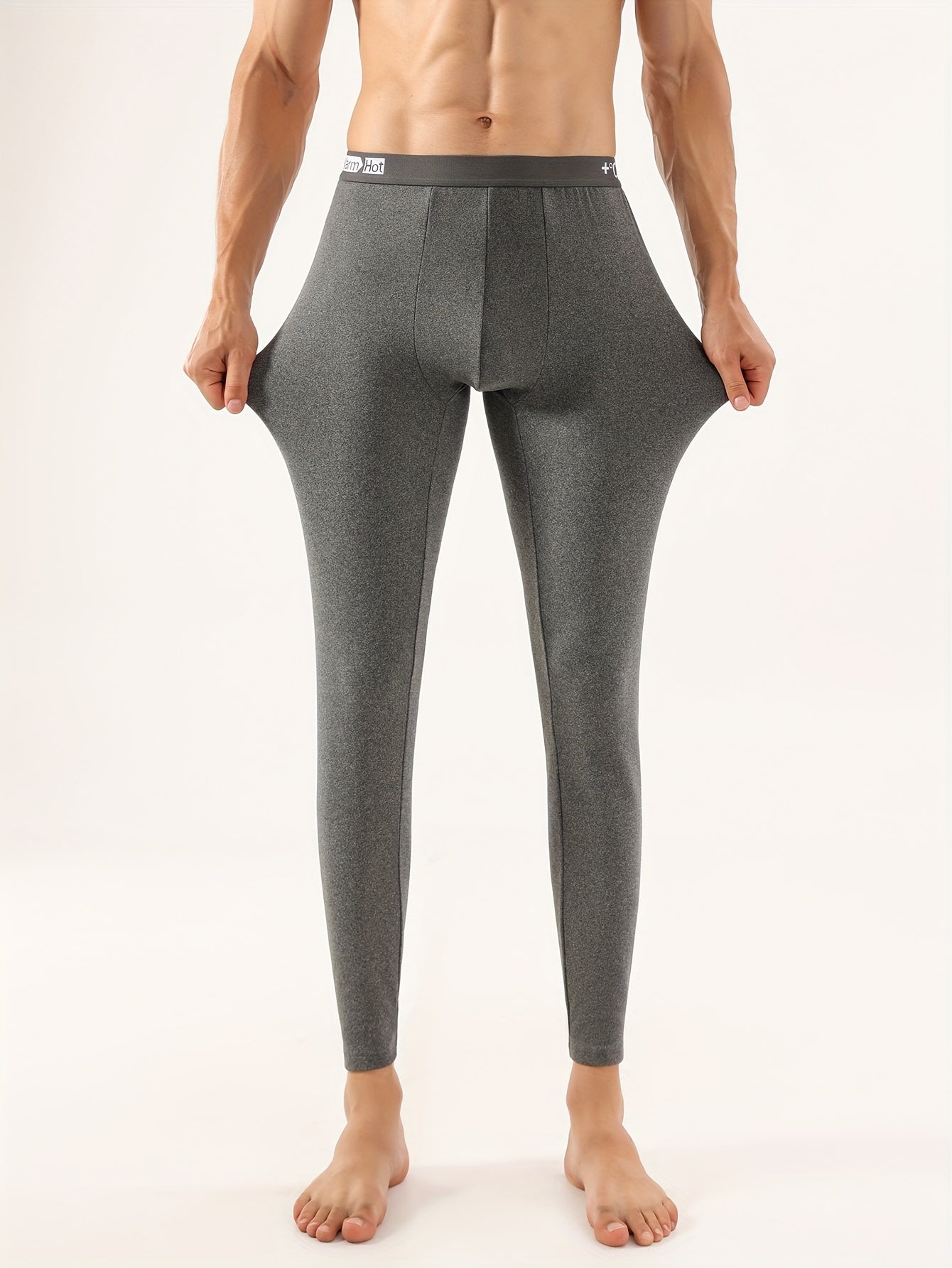 Men's Winter Fleece-Lined Thermal Pants - Slim Fit, Stretchy &amp; Warm Base Layer for Autumn/Winter