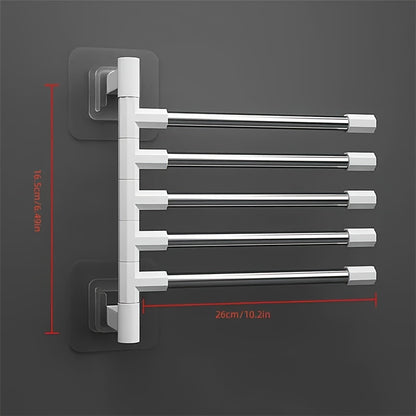 Toallero de acero inoxidable con ventosa que ahorra espacio. Organizador de pared para toallas y artículos de tocador, sin taladros, con estante giratorio.