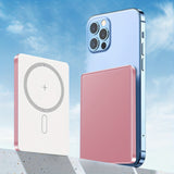 5000mAh Mag-Safe Wireless Charger, Mini Portable Power Bank with USB-C, Fast Charging for iPhone 15/14/13/12 Series and Airpods - Pink
