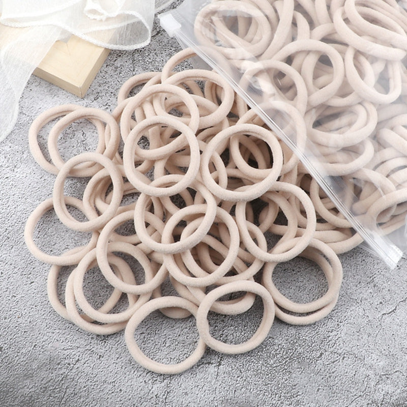 Juego de 50 bandas elásticas para el pelo para mujer, de 4 cm, de colores lisos y sencillos, accesorios para el cabello, coleteros.