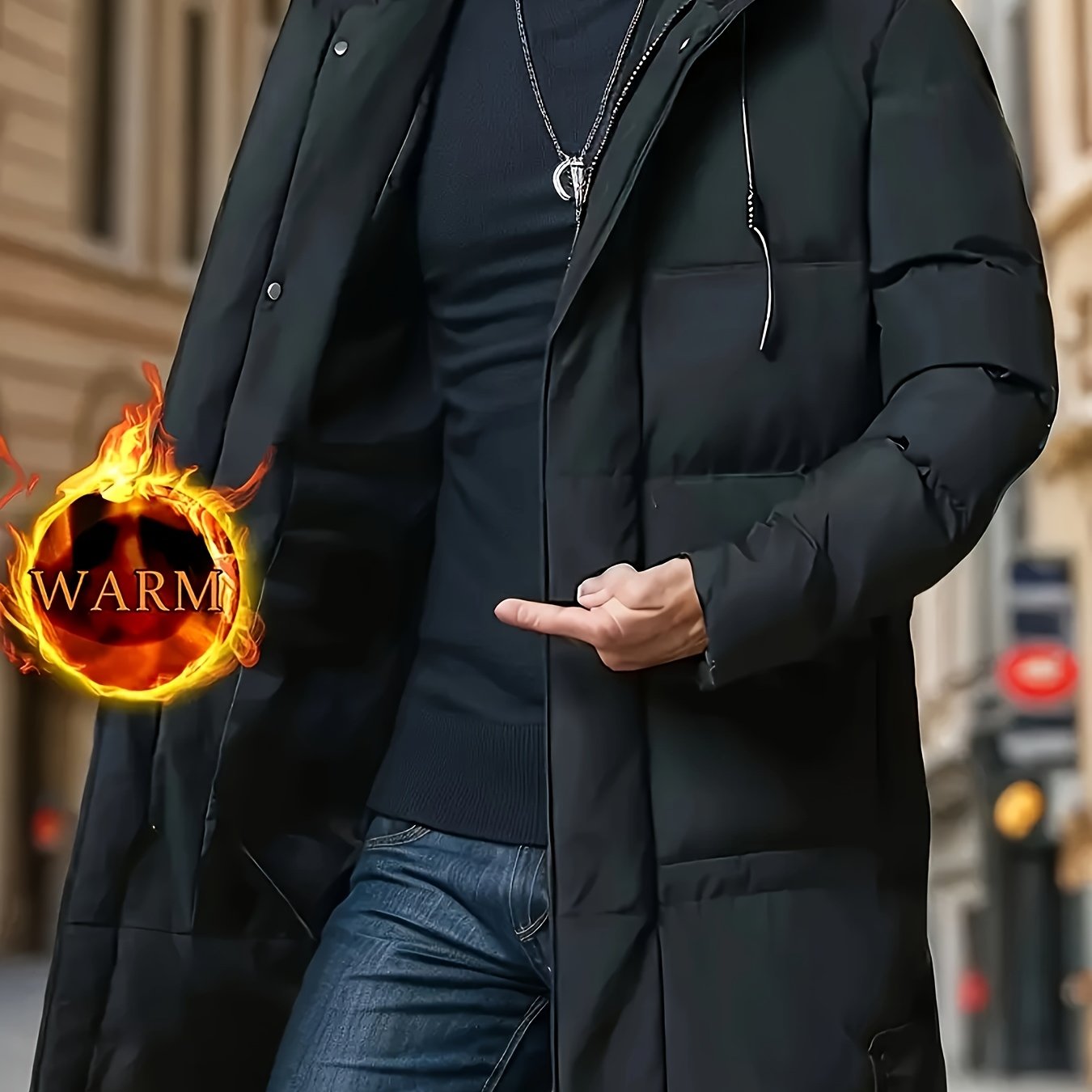 Men's Solid Color Jacket, Comfy Warm Trendy Winter Cold-Proof Outerwear As Gift