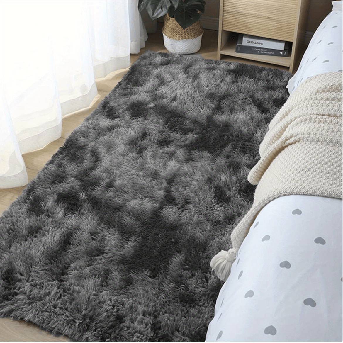 1pc, Soft Plush Area Rugs, Non-slip Fuzzy Shag Plush Soft Shaggy Bedside Rug, Tie-Dyed Living Room Carpet For Dorm Home Decor, Pet Friendly Bedroom Living Room Rug, Home Decor, Room Decor