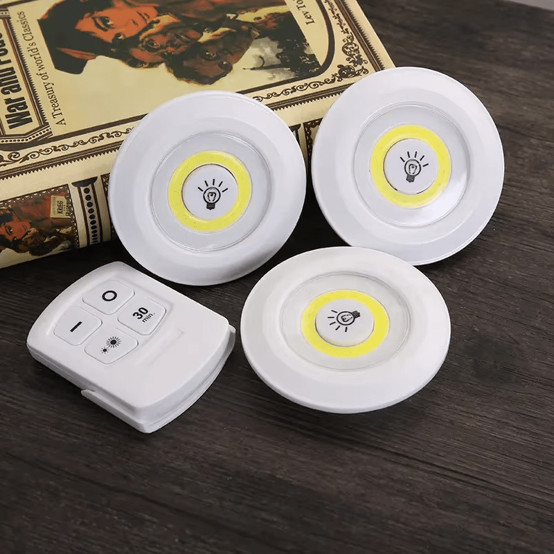 Dimmable LED Under Cabinet Lighting Kit with Remote Control - 6500K Cool White Light, Battery-Powered, Perfect for Closets & Kitchens (Batteries Not Included)