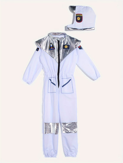 Ropa de astronauta para niño, mono y casco blancos, ropa de fiesta para niño y niña, divertido traje espacial para fiesta de Halloween.