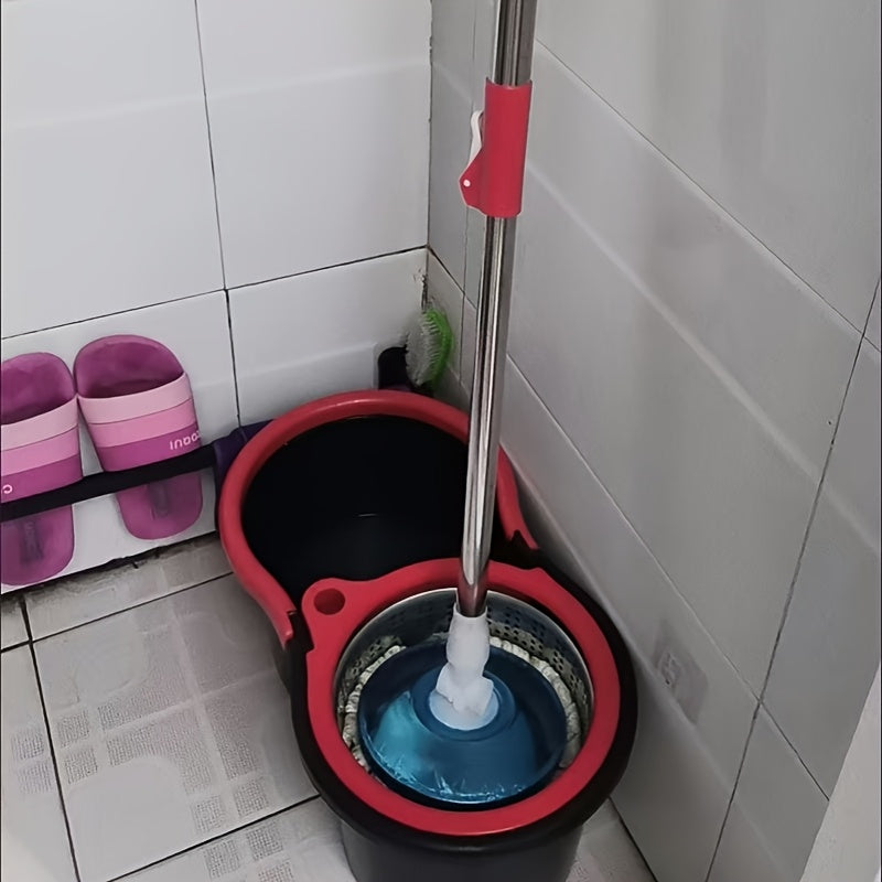 Juego de cubo de fregona giratorio para el hogar con cubo y trapeador, cubo giratorio de plástico en forma de ocho, sin lavado a mano, secado automático