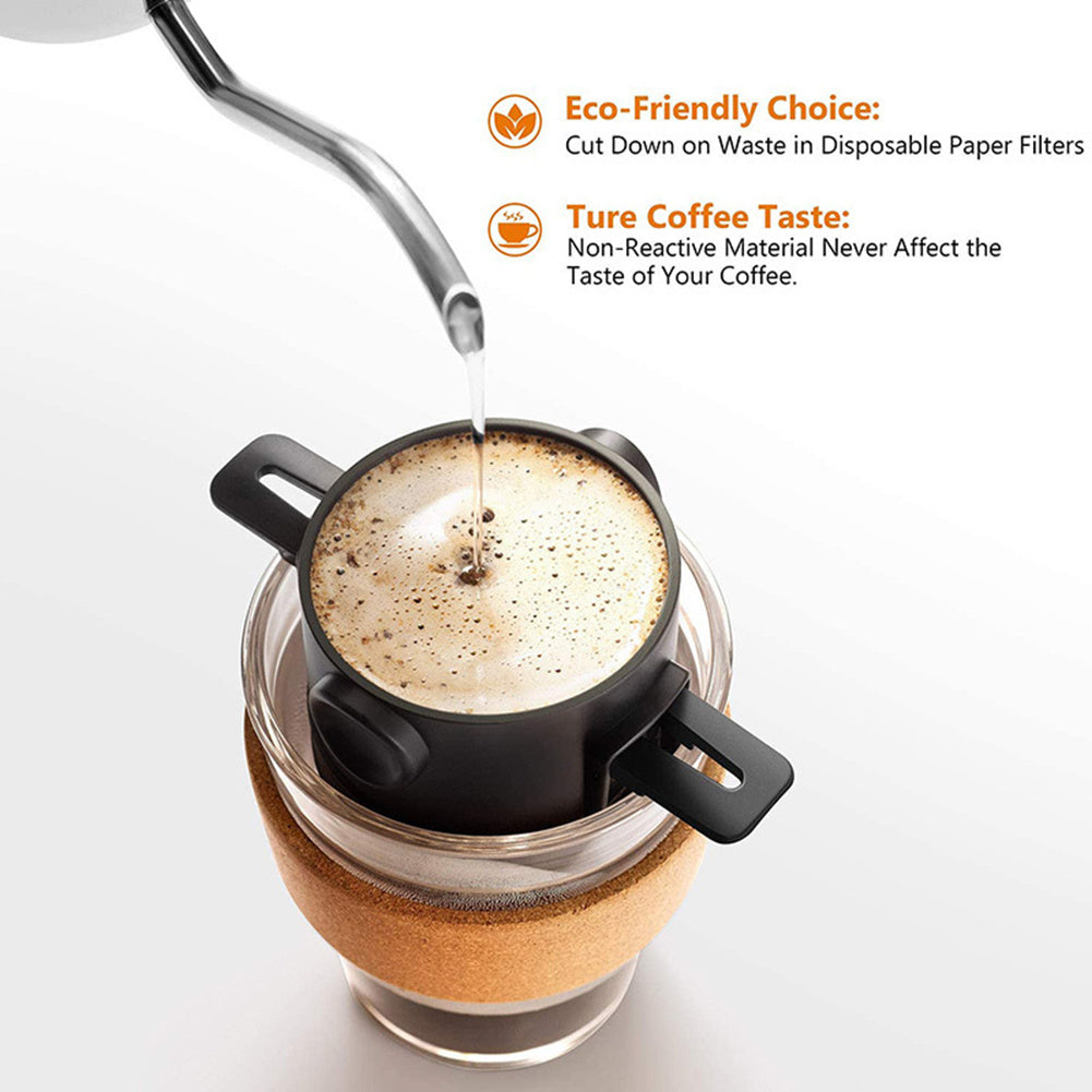 1pc Double Layer 304 Stainless Steel Coffee Filter Cup - Foldable and Portable for Hand-Pour Coffee - Little Angel Design