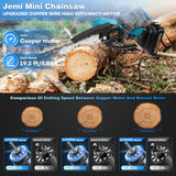 Jemi Tool Handheld 6-Inch Mini Chain Saw with 1/2 Digital Display Battery Cordless Chain Saw with Fender for Cutting Wood, Pruning Trees