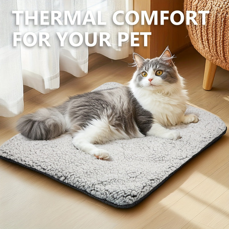 1pc Cozy Polyester Cat Bed with Non-Slip Bottom, Detachable Warm Pet Mat, Indoor & Outdoor Comfortable Cat Pad with Polyester Fiber Filling