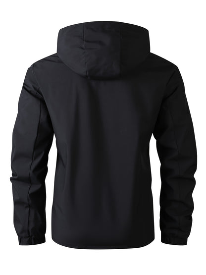 Men's Fashion Casual Waterproof Windbreaker Hooded Jacket, Outdoor Coat With Zip Pockets – Lightweight And Breathable