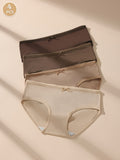 4pcs Sexy Cotton Briefs for Women - Comfortable & Breathable with Bow Detail, Solid Color