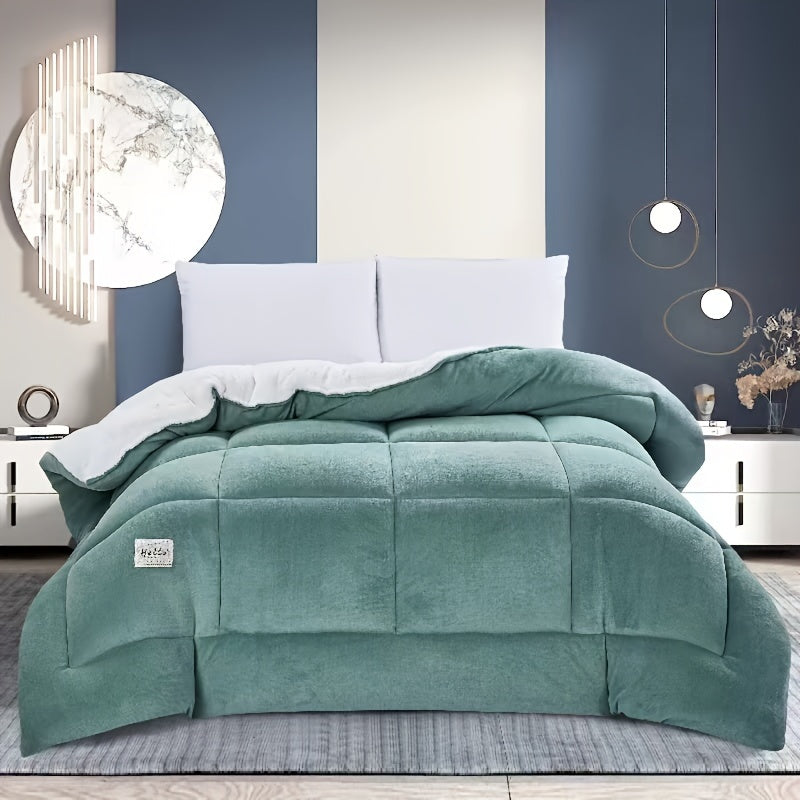 Reversible Plaid Comforter - Contemporary All-Season Quilted Duvet Insert with Box Stitch, Ultra Soft Milk Velvet Fabric, Medium Weight Polyester Fill, Machine Washable, Multipurpose - Available in 9 Sizes, Christmas Present