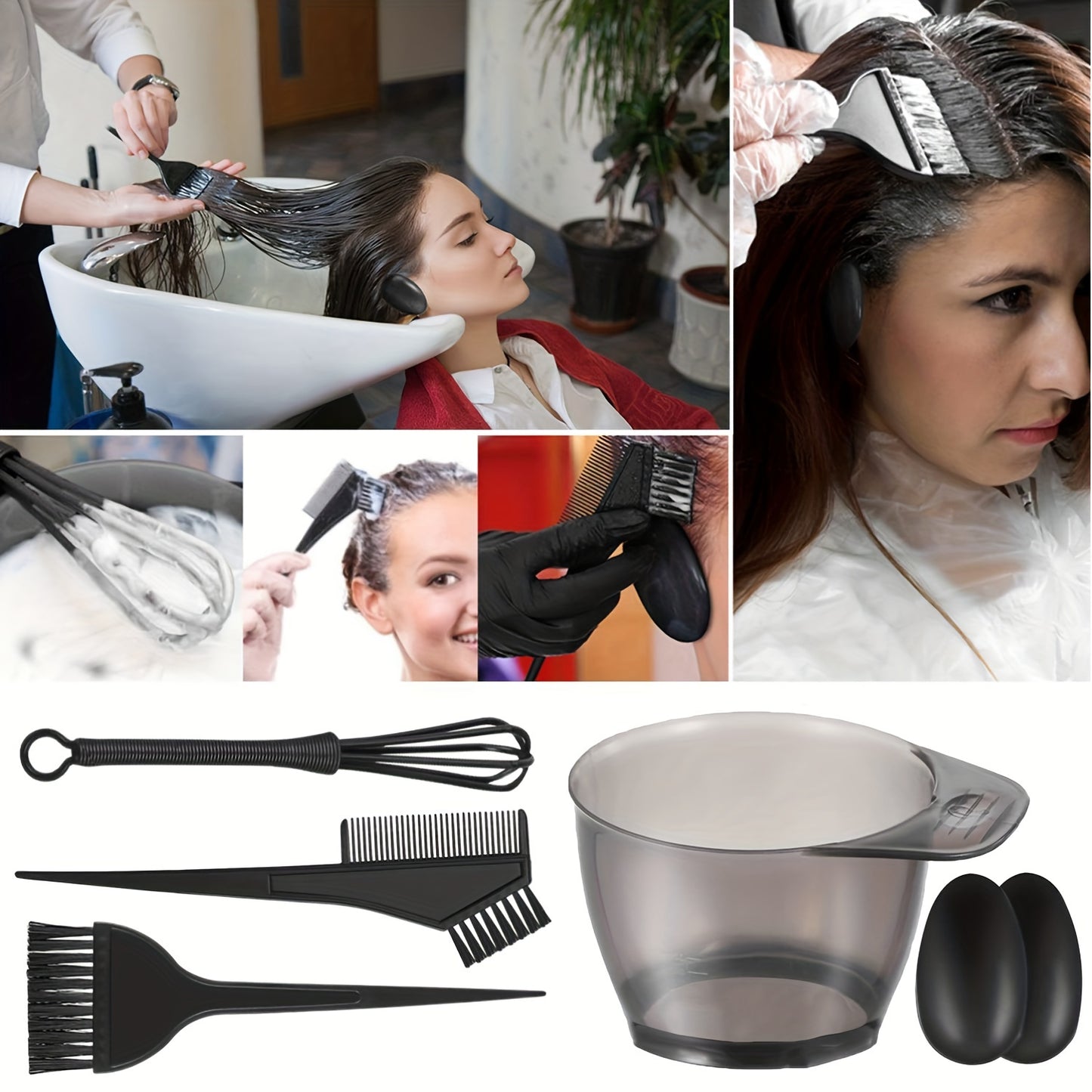 6pcs Professional Hair Dye Kit - Complete DIY Home Salon & Barber Shop Essentials for Stunning Color Results, Hair Dye Tools