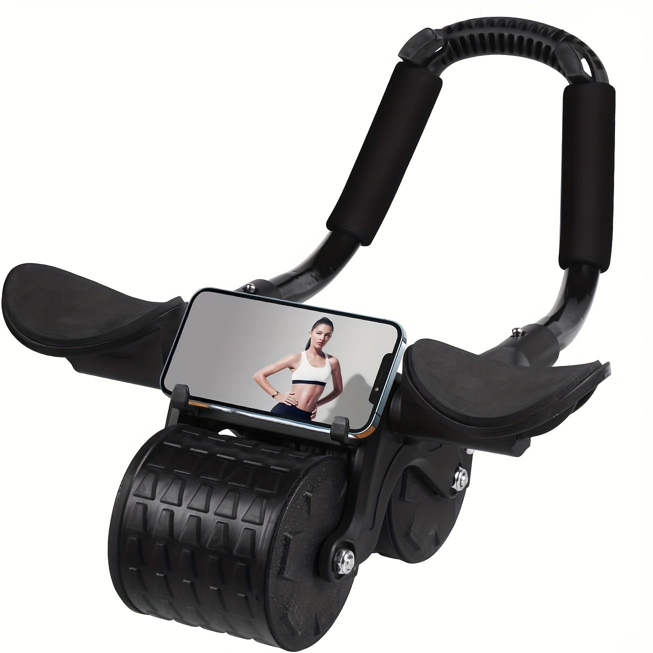 Universal Abdominal Exercise Wheel with Automatic Rebound, Elbow Support - Core Strength Trainer, Uncharged Dual-Wheel Abs Roller for Men and Women, Durable Spandex and PVC Construction