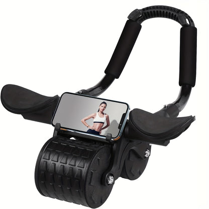 Universal Abdominal Exercise Wheel with Automatic Rebound, Elbow Support - Core Strength Trainer, Uncharged Dual-Wheel Abs Roller for Men and Women, Durable Spandex and PVC Construction