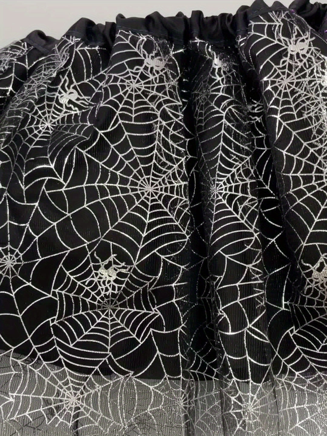 Halloween Costume Tutu Skirt, Spider Web Pattern Mesh Skirt With Lining Fabric For Holiday Gatherings, Dance Performances, And Costumes