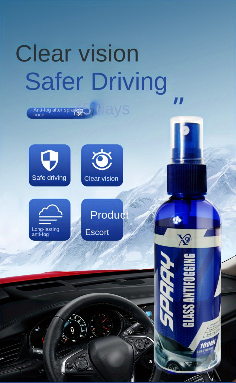 Long-Lasting Anti-Fog Spray For Car Glass And Helmets, Easy Windshield And Interior Window Defogger, Clear Visibility Anti-Fogging Spray For Mirrors, Glasses, And Reflective Surfaces